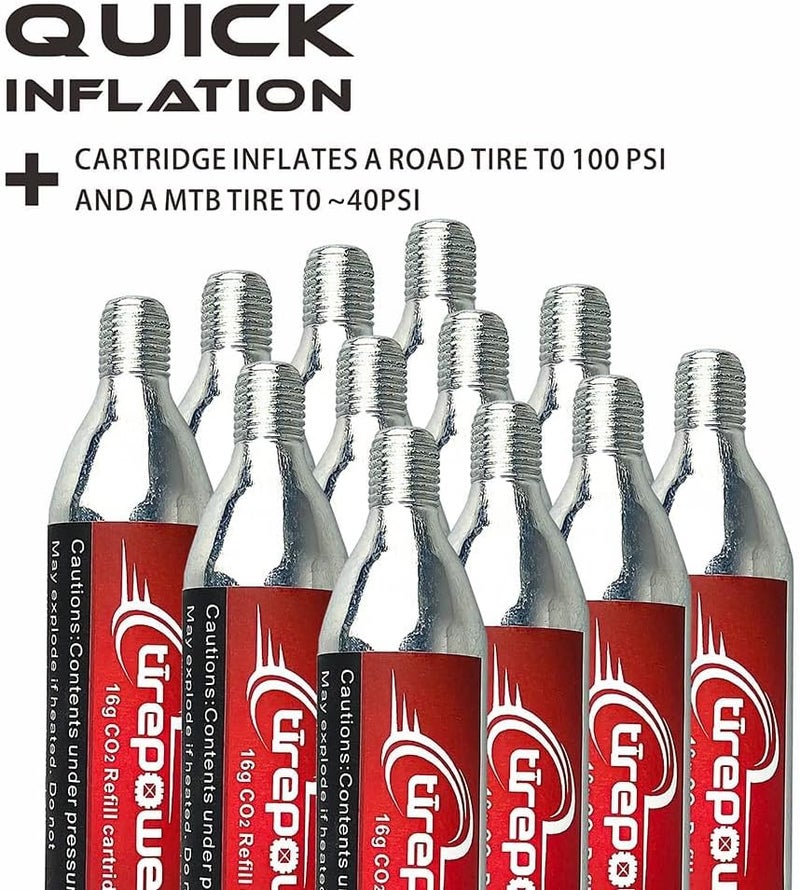 Ctrepower CO2 Bike Tire Inflator - Push-Button Presta & Schrader Compatible CO2 Bike Pump or 12X 16g Threaded CO2 Cartridges for Road Bikes, MTB, Hybrid Bikes - Image 4